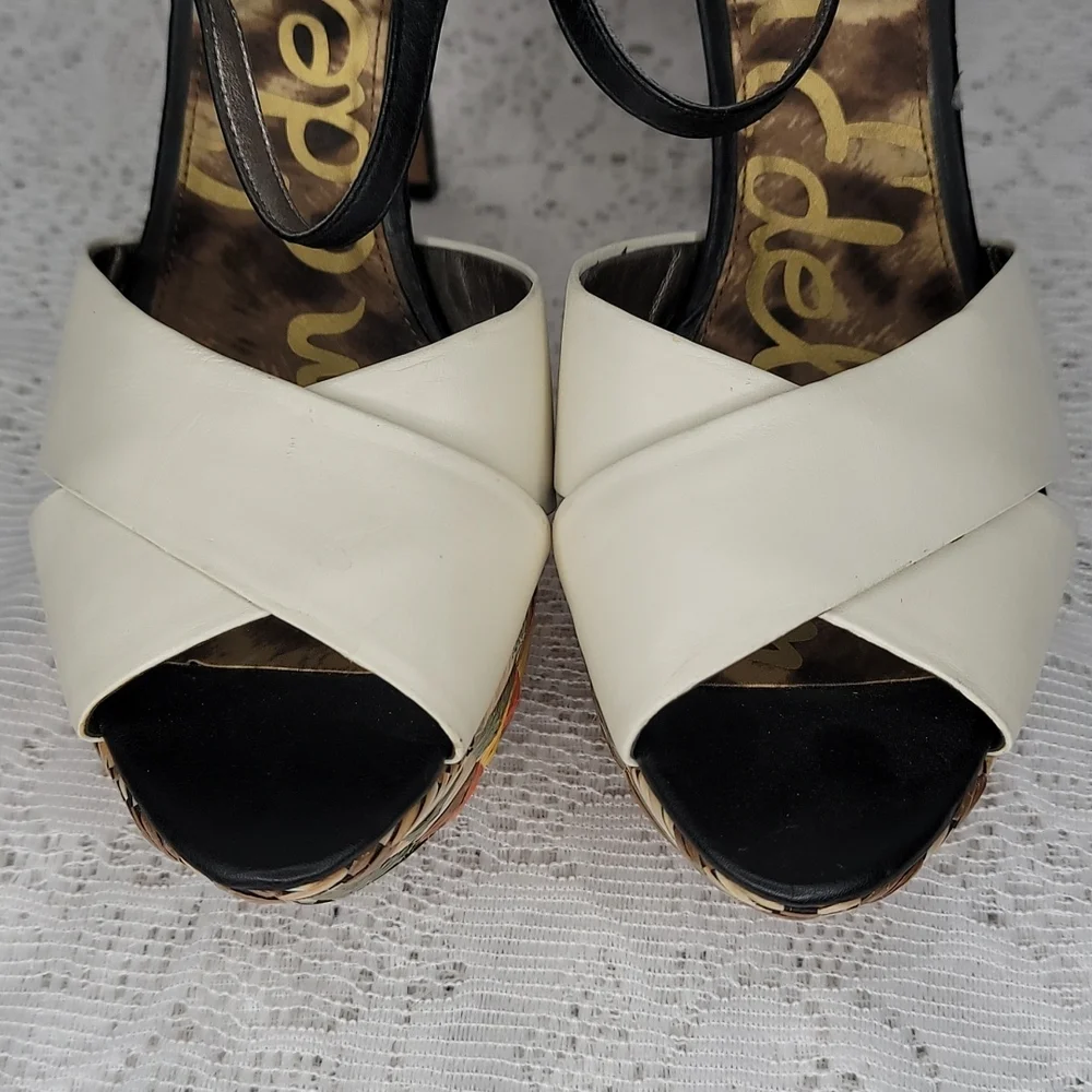 NWOT Sam Edelman Mason woven leather platform black sexy sandal heels sz 10